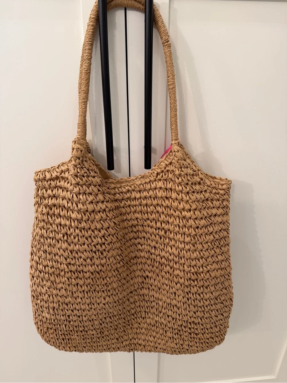 Woven Straw Tote Bag in Natural Tan